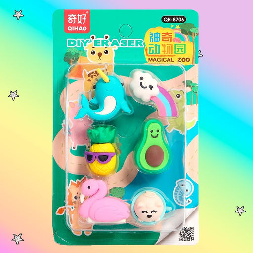 Игровой набор ластиков «Яркие краски», 6 шт., МИКС