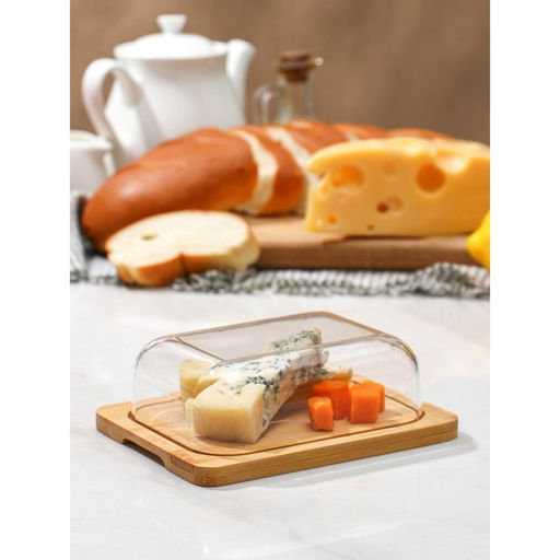 Маслёнка - сырница Доляна, бамбук, 15×12.5×5.5 см