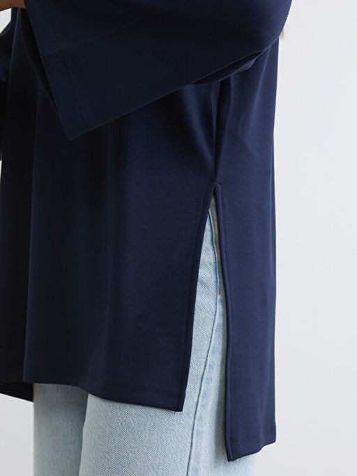 Bisiklet Yaka Oversize Kad?n Sweatshirt Tunik