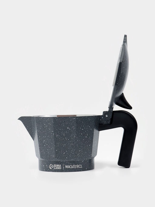 Кофеварка гейзерная Magistro Мрамор, 150 мл, на 3 чашки, нержавеющая сталь, чёрная  фото 7