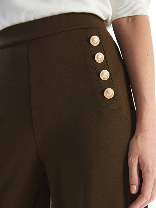 Beli Lastikli D?z Geni? Pa?a Kad?n Pantolon