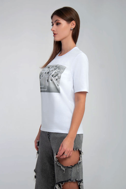 Арт. 3199 Футболка женская 44-52 (5 шт) Цвет:белый - Калинка фото 2