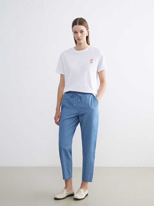 Bisiklet Yaka Nak??l? Kad?n Ti??rt