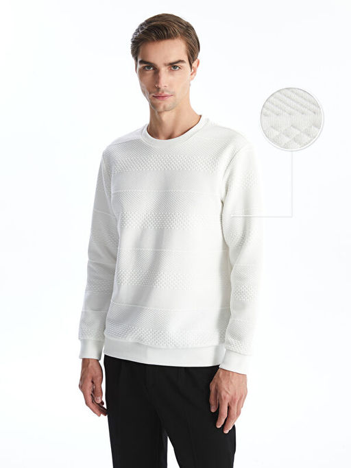 Bisiklet Yaka Uzun Kollu Erkek Sweatshirt