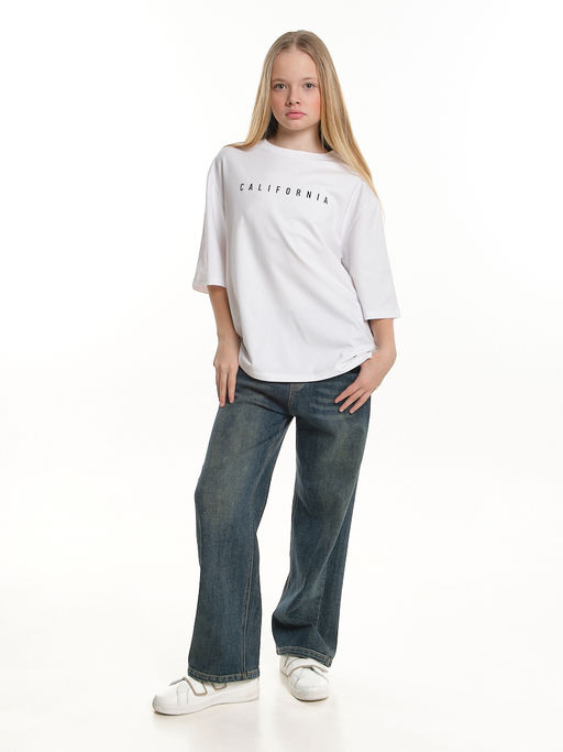 Футболка оверсайз с принтом 22-7453 белый - Mini maxi фото 5