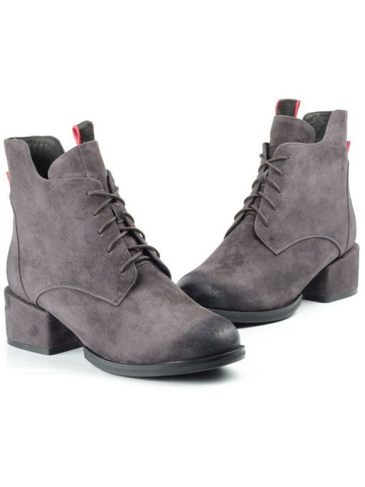 04-R178-2 GREY Ботинки зимние женские (натуральная замша, натуральный мех) - Фабричный китай фото 15