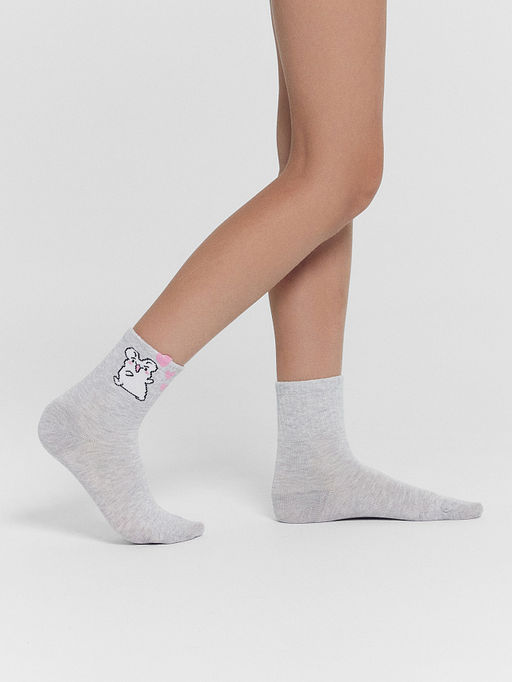 Цена за 5 пар! Носки детские бежевые с рисунком в виде мышки - Mark formelle фото 5