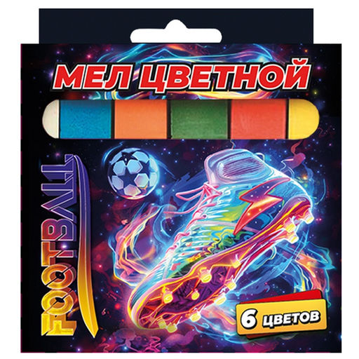 Цена за 2 шт. Мел цветной «Футбол» 6 шт., 1.2×1.2 см