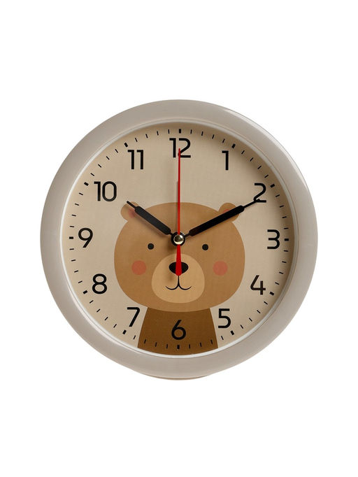 Будильник «Медвежонок», плавный ход, d=15 см, бежевый