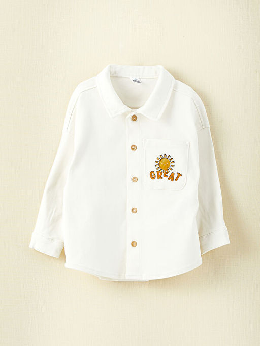 Bask?l? Uzun Kollu Erkek Bebek Jean G?mlek - Waikiki фото 3