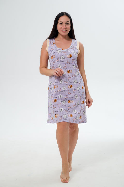 Ночная сорочка женская из кулирки Мария фламинго макси - Амадэль фото 10