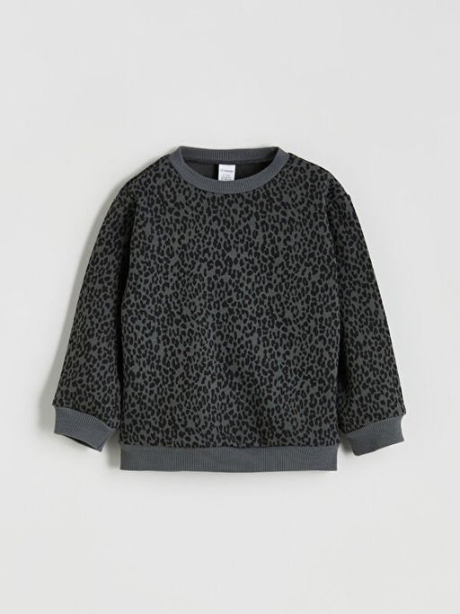 Bisiklet Yaka Bask?l? K?z ?ocuk Sweatshirt