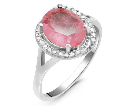 Кольцо из серебра турмалин розовый выращ., Оазис