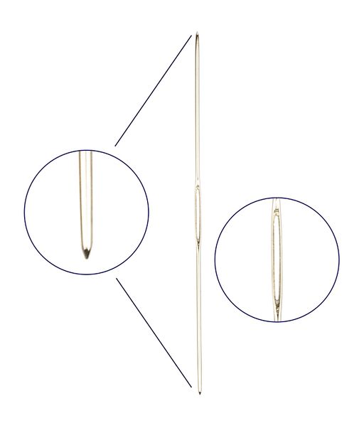 Иглы для шитья ручные Gamma N-317 для вышивания двусторонние №24 6 шт. в блистере с ушком посередине  фото 3