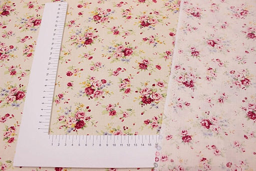 Импорт. хлопок Букеты роз на св.персиковом, ш.1.48м, хлопок-100%, 105гр/м.кв - Купава фото 4