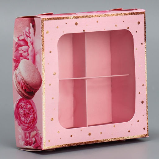 Цена за 5 шт. Коробка для конфет, кондитерская упаковка, 4 ячейки, «Present», 10.5×10.5×3.5 см