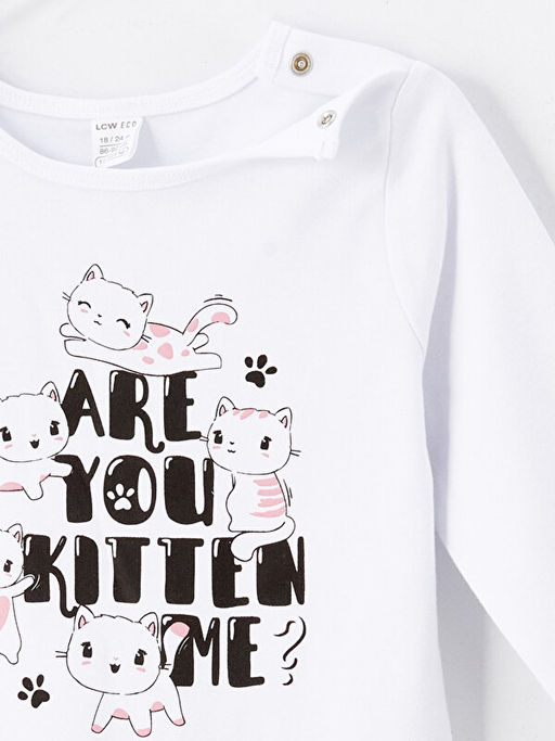 Bisiklet Yaka Uzun Kollu Bask?l? K?z Bebek Tulum - Waikiki фото 3