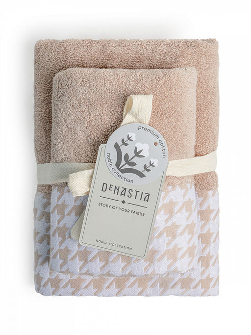 Набор махровых полотенец 2шт 35x70, 50x90 бежевый махровая ткань