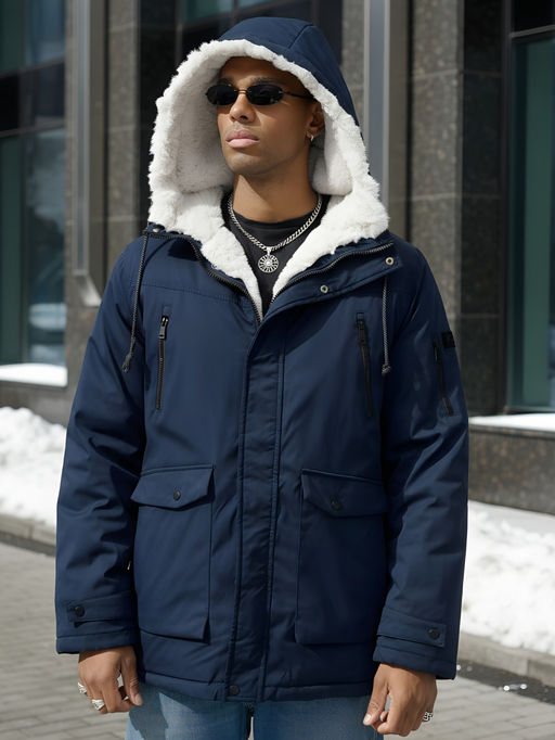 Парка зимняя с мехом темно-синего цвета до минус  -30° - Mtforce фото 23