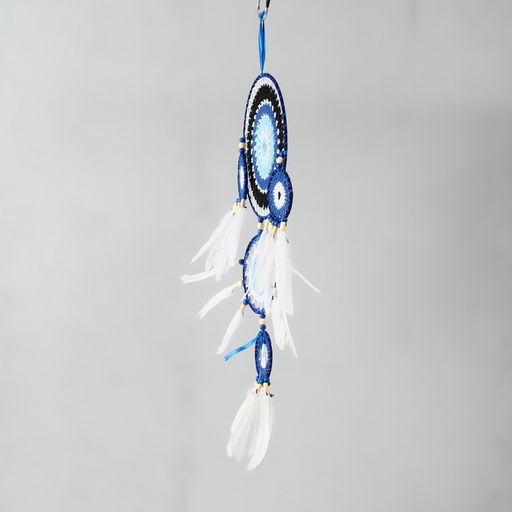 Ловец снов амулет от сглаза 5 колец «Назар», с перьями, 20×55 см