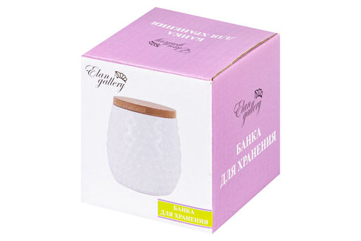 Банка д/хранения 190 мл 7,2*7,2*7,5 см "Пузырьки" белая с бамб. крышкой с сил. упл