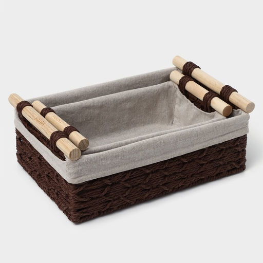 Корзины для хранения LaDо́m, 2 шт., ручное плетение, с ручками, коричневые