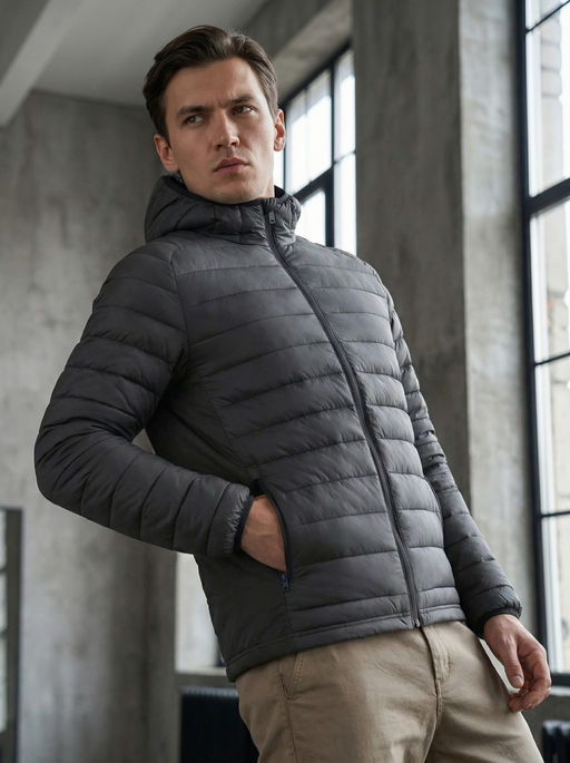 Куртка мужская гибридная стёганая с капюшоном с графеновой подкладкой черного цвета 9621_1Ch - Mtforce фото 21