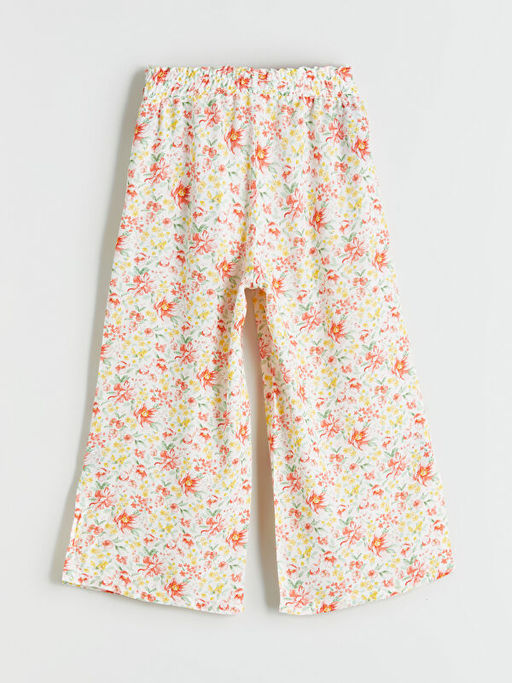 Beli Lastikli ?i?ekli K?z ?ocuk Pantolon