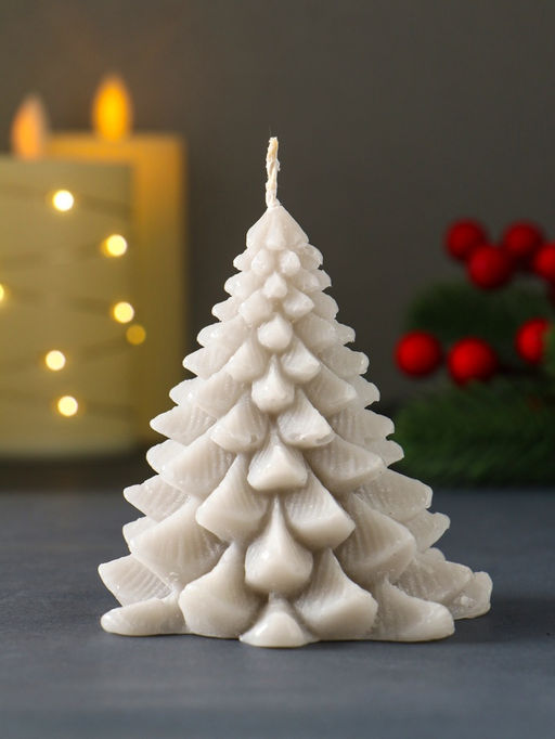 Цена за 2 шт. Свеча новогодняя Ель пушистая, 808090 мм, серебро - Simaland фото 2