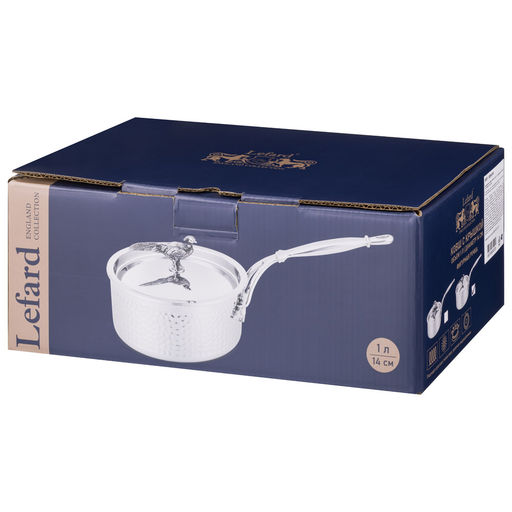 КОВШ LEFARD ОХОТА С КРЫШКОЙ, 1,0Л ДИА 14СМ, НЕРЖ.СТАЛЬ 18/10, ТЕХНОЛОГИЯ 3-PLY  фото 3