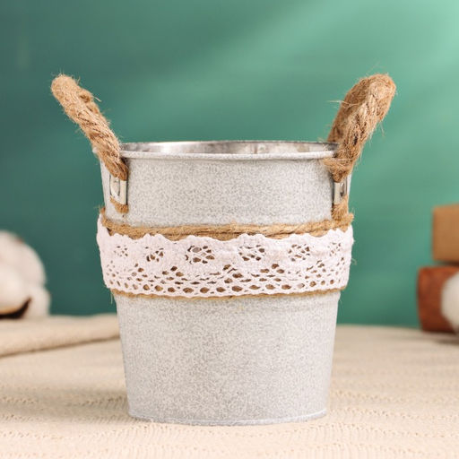 Кашпо «Ведёрко Линдберг», 10×10×11 см, серое