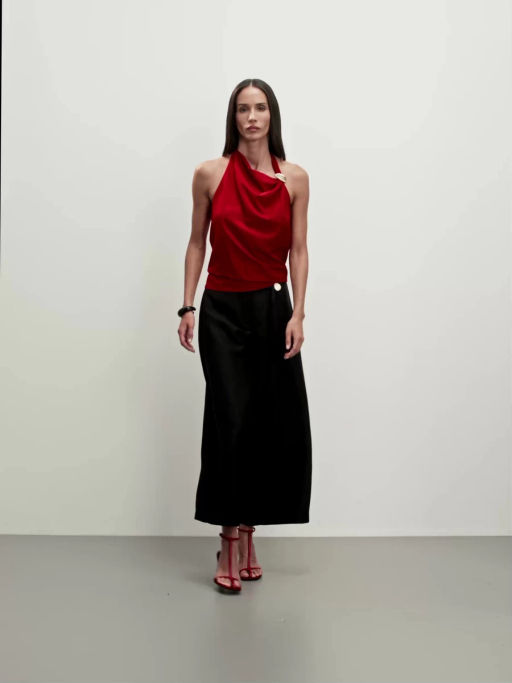 Топ-халтер с декоративной брошью / Zarina  фото 3