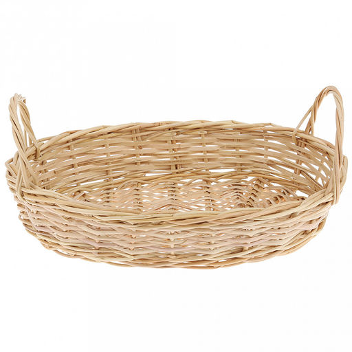 Корзинка плетеная №1 29х19х5/10см, овальная, дно и стенки из ивовой лозы и ленты, с ручками, ручное плетение (Россия) - Домашняя мода фото 2