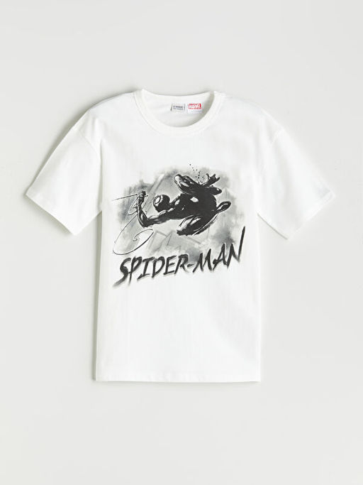 Bisiklet Yaka Spider-Man Bask?l? Erkek ?ocuk Ti??rt