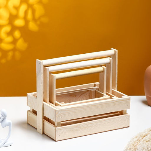 Подарочный ящик «Модерн», деревянный, с ручкой, набор 3 шт.