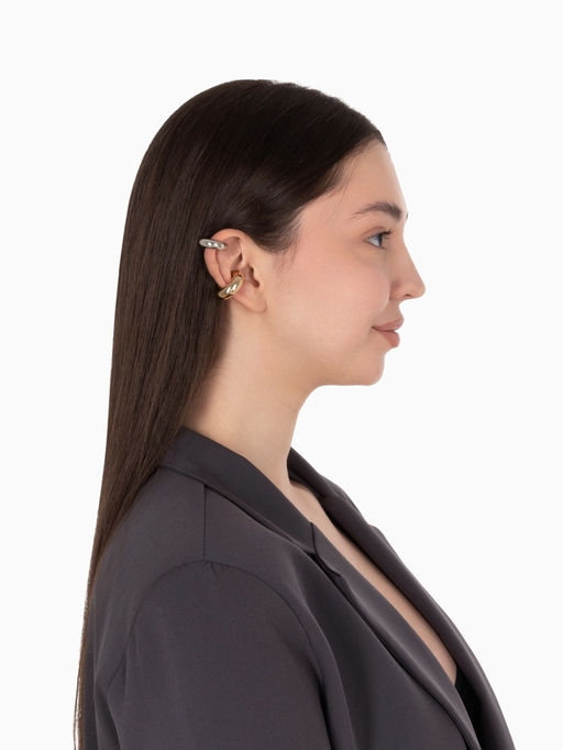 Серьги «Каффы» набор 2 шт., бублики, цвет серебро с золотом