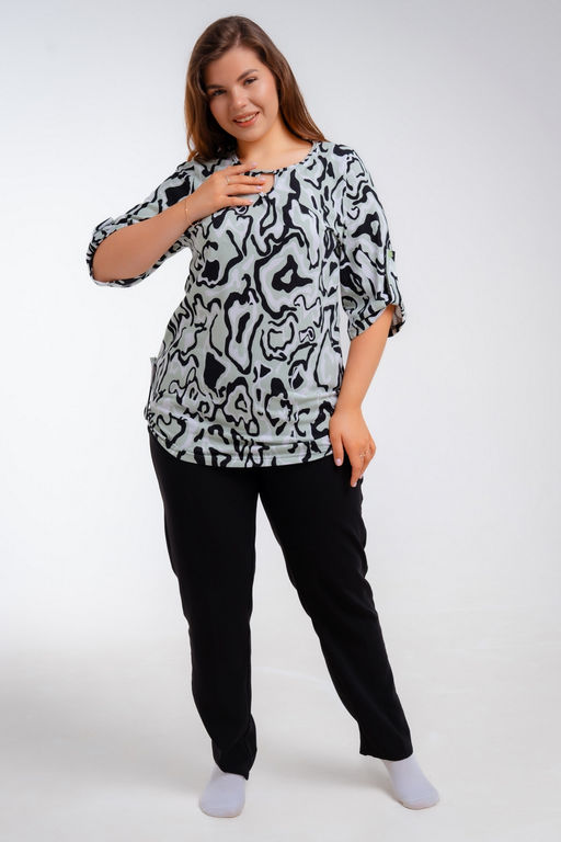 Туника женская из кулирки Полина палитра мята макси - Амадэль фото 3