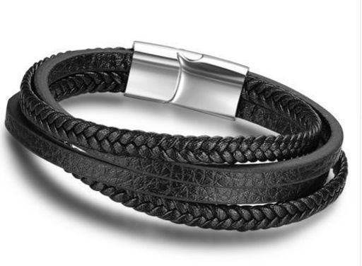 Браслет, кожа , сталь, ALB1