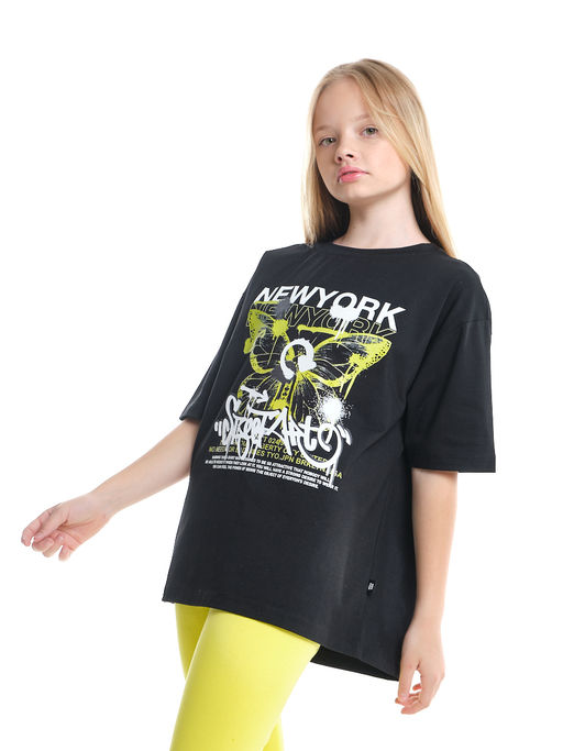 Футболка с принтом для девочки 22-9011 черный - Mini maxi фото 7