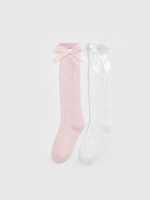 Fiyonk Detayl? K?z ?ocuk Diz Alt? ?orap 2li