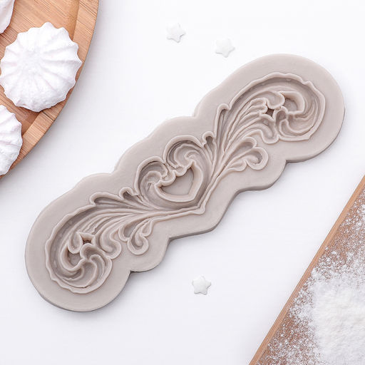 Молд для заливки Узор, силикон, 18?6?0.5 см, розовый