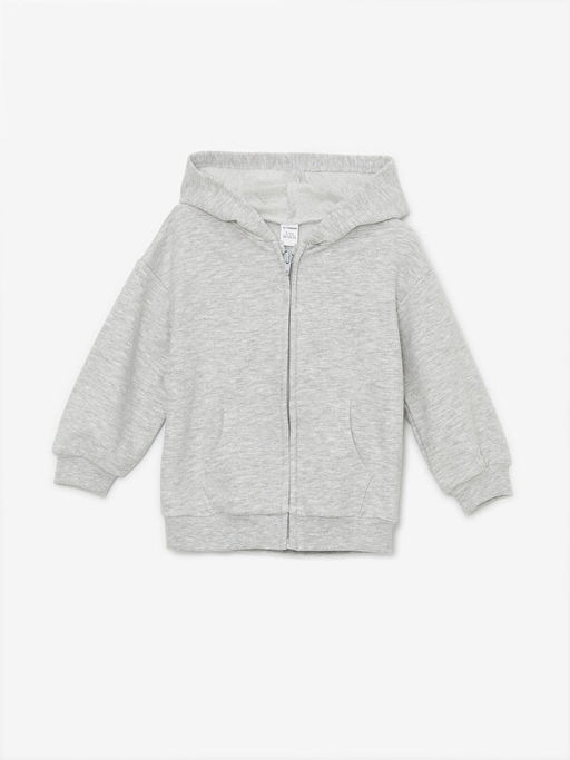 Kap??onlu Uzun Kollu K?z Bebek Fermuarl? Sweatshirt