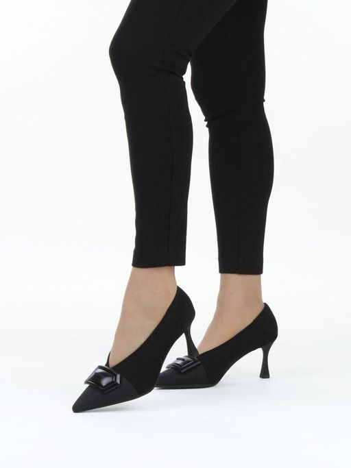 06-P1-7538 BLACK Туфли женские (замша-стрейч искусственная)