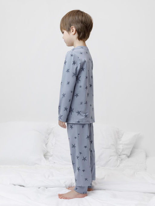 К 1637/серо-голубой,маленькие звезды пижама дет