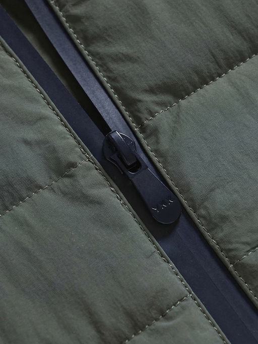 Куртка женская гибридная стёганая с капюшоном с графеновой подкладкой цвета хаки 9622_1Kh