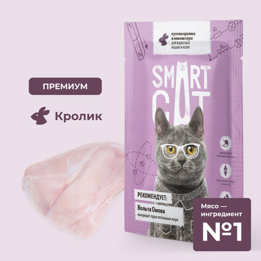 Паучи для взрослых кошек и котят кусочки кролика в нежном соусе