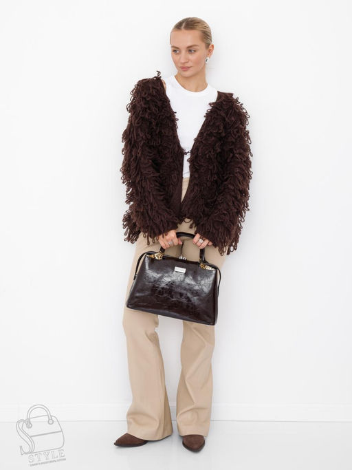 Сумка женская кожаная 9613-1S coffee Velina Fabbaino-Safenta в Новосибирске