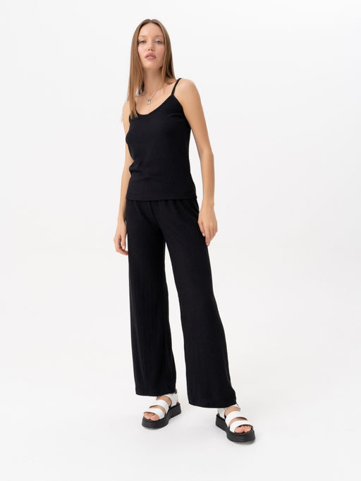 Брюки палаццо .из вискозы с эффектом жатки арт.1135-1,черные - Binita фото 4