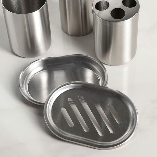 Аксессуары для ванной, 4 предмета, дозатор, мыльница, 2 стакана