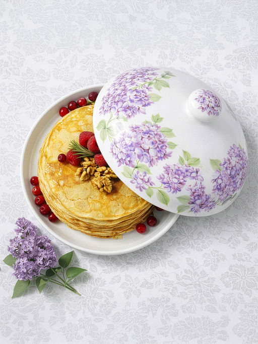 Блинница 23*23*9,5 см "Сирень" фарфор NEW BONE CHINA